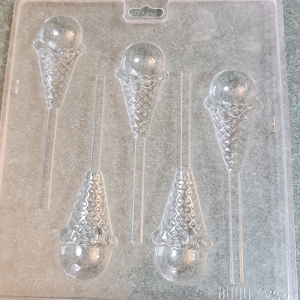 Plastic Ice Cream Cone Chocolate Or Candy Mold For Suckers Or Lollipops
